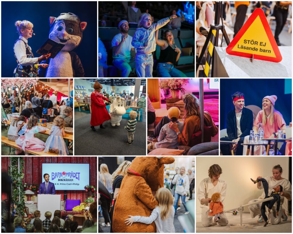 Läslust och berättande! Barnområdet 2025 lockade över 4300 barn. I ÅR växer satsningen. FOTO: NATALIE GREPPI & Niklas MAUPOIX